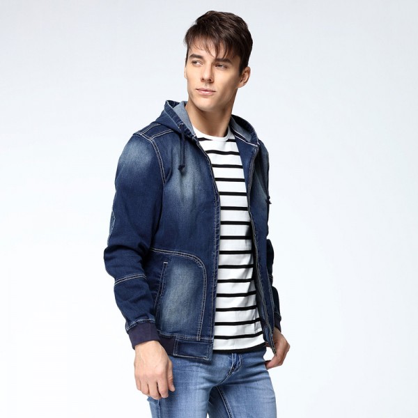 DNMJCKT ID 018 -Men’s Cotton Denim Rib Cuff Casual Hoodies Washed ...