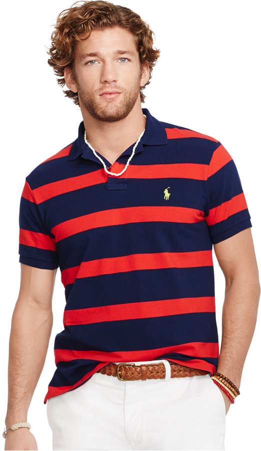 Polo ID 035 – Custom Fit Striped Mesh Polo – MAASS BD APPAREL