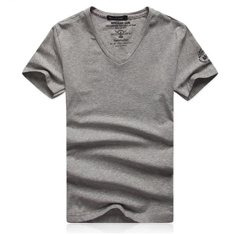 Tee ID 022 – Men Grey Melange 50 cotton-50 polyester-V-NK Tee shirts ...